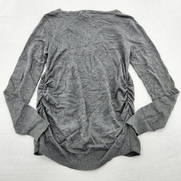 Isabel Maternity Size XS Gray Long Sleeve Shirred Side Knit Top - Picture 3 of 4